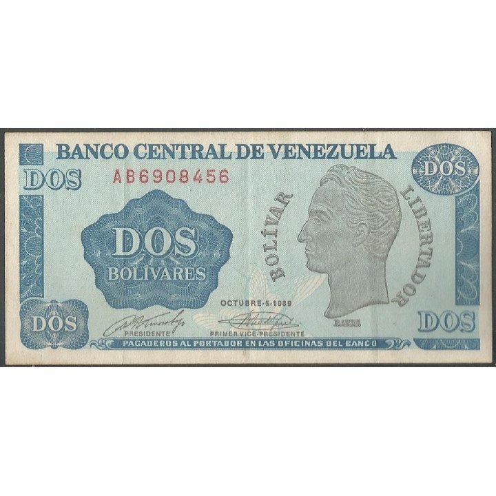 Venezuela 2 Bolivares 5 Oct 1989 AB 7 Dig P69