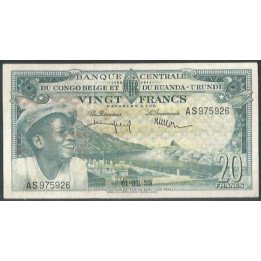Congo Belga Ruanda Urundi 20 Francs 1 Ago 1959 P31