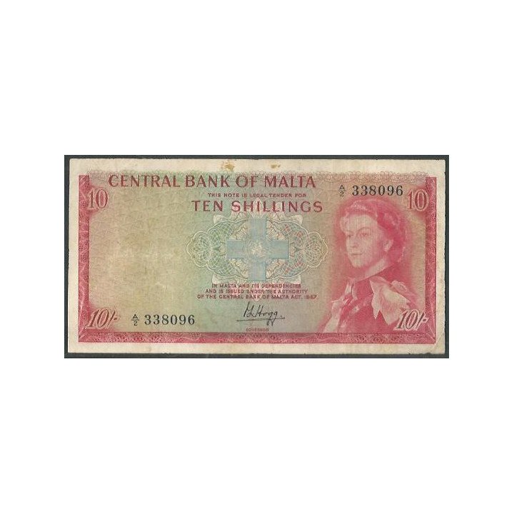 Malta 10 Shillings L1967 (68) P28a