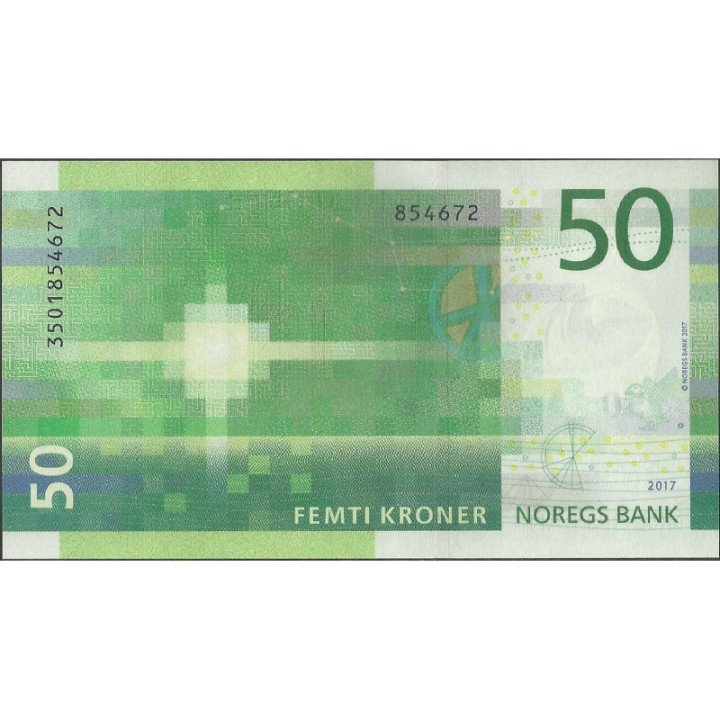 Noruega 50 Kroner 2017 P53 reverso