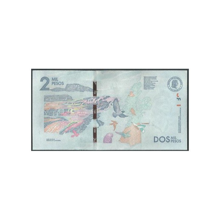 Billete de 2.000 Pesos 25 Oct 2022 Serie CF BGWNF2- reverso