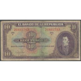 Billete de 10 Pesos 12 Oct 1949 BGW171