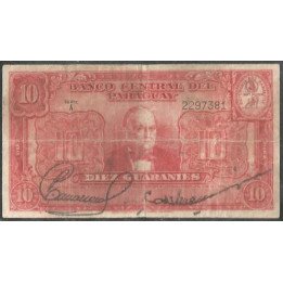 Paraguay 10 Guaranies L1952 Serie A P187a