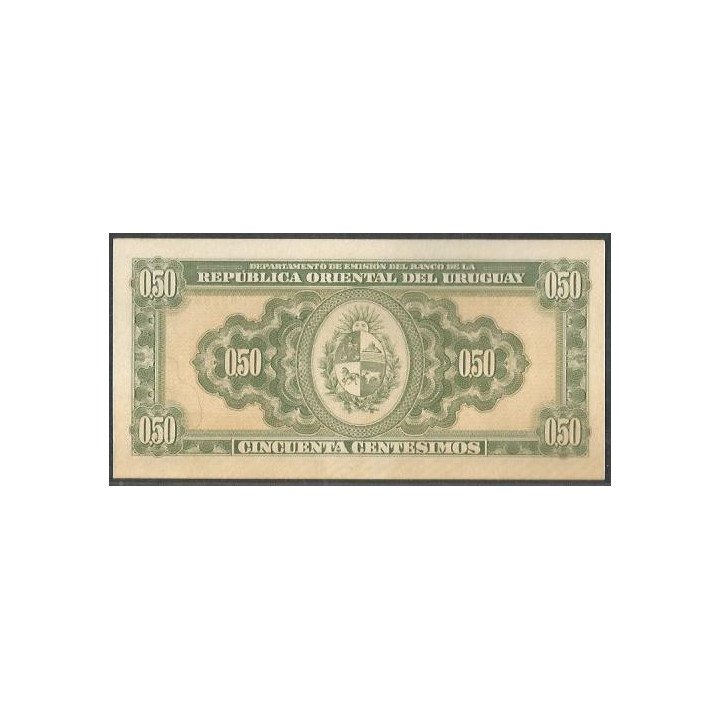 Uruguay 50 Centesimos L1939 Serie H P34 reverso