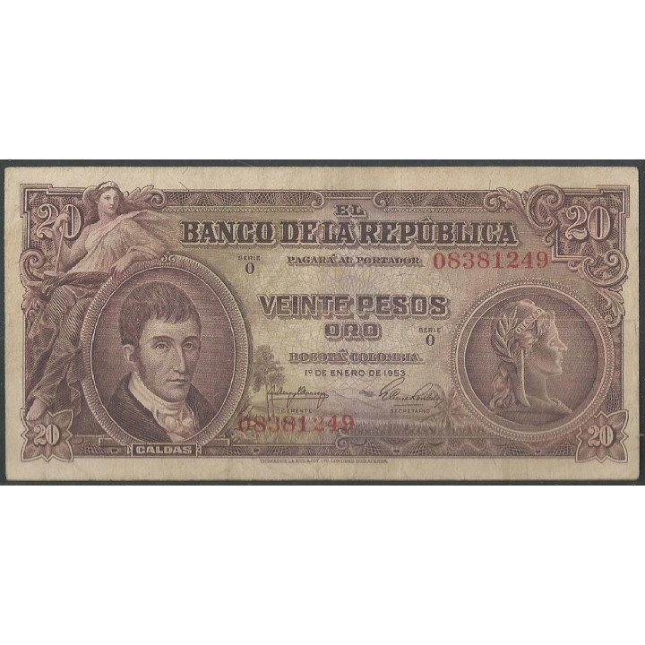 Billete de 20 Pesos 1 ene 1953 BGW218