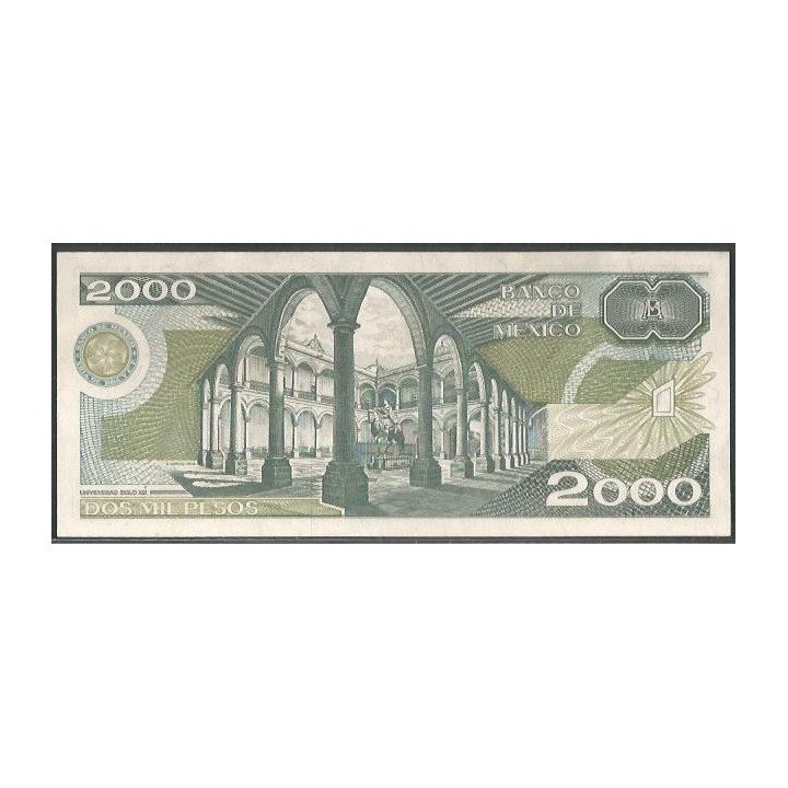 Mexico 2.000 Pesos 24 Feb 1987 Serie CT P86b reverso