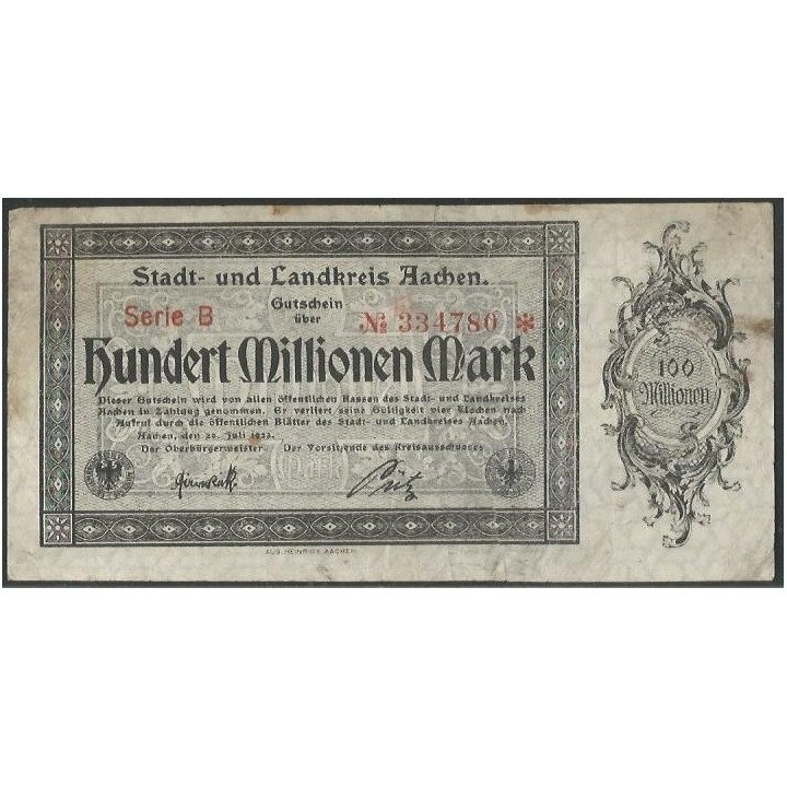 Alemania - Aachen 1.000.000 Mark 20 Jul 1923