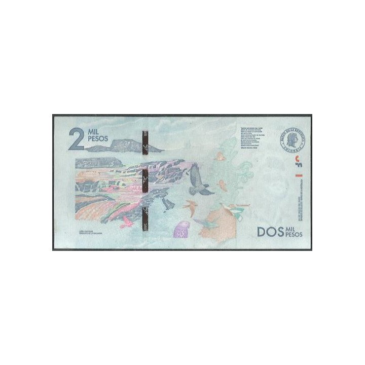 Billete de 2.000 Pesos 26 Jul 2022 Serie CD BGWNF2- reverso