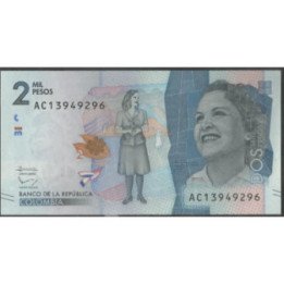 Billete de 2.000 Pesos 19 Ago 2015 Serie AC BGWNF2-3