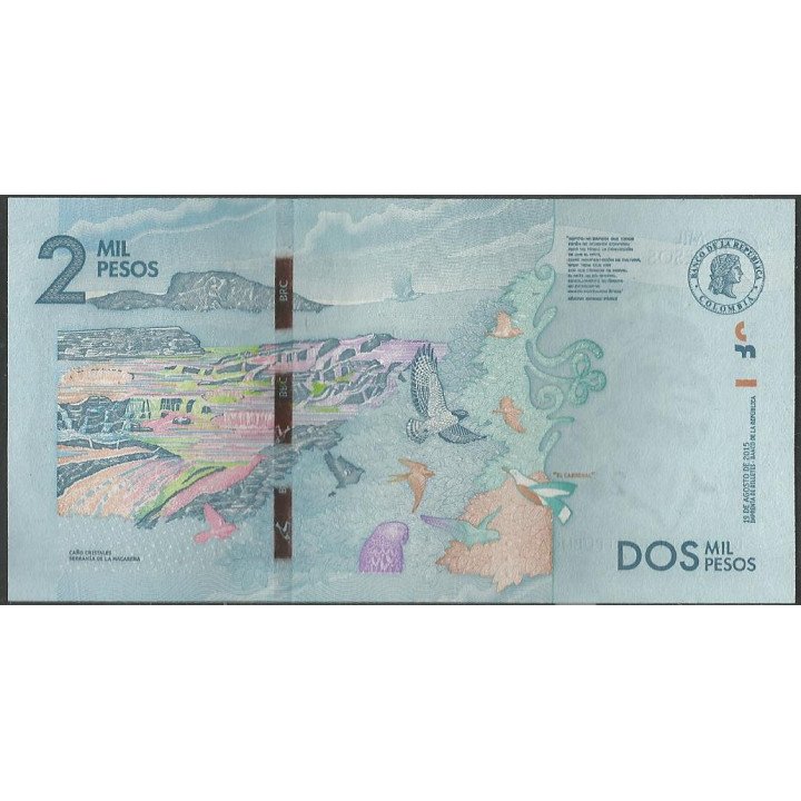 Billete de 2.000 Pesos 19 Ago 2015 Serie AC BGWNF2-3 reverso