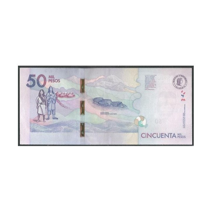 Billete de 50.000 Pesos 19 Ago 2015 AB BGWNF50-2 reverso