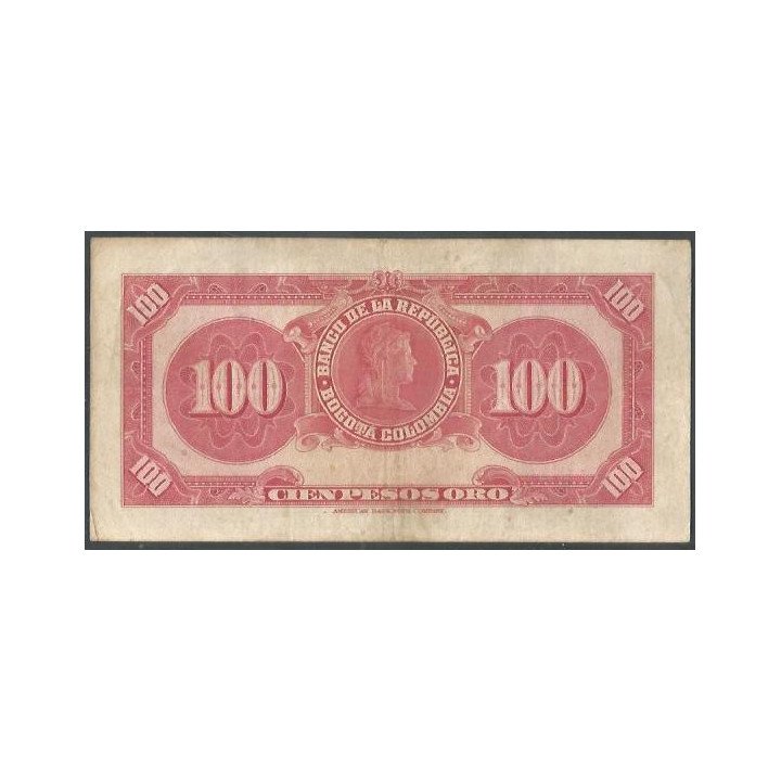 Billete de 100 Pesos 1 Ene 1951 7 Dig BGW290 reverso