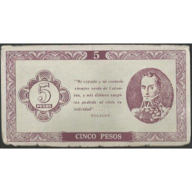 Billete de 5 Pesos Sociedad Bolivariana