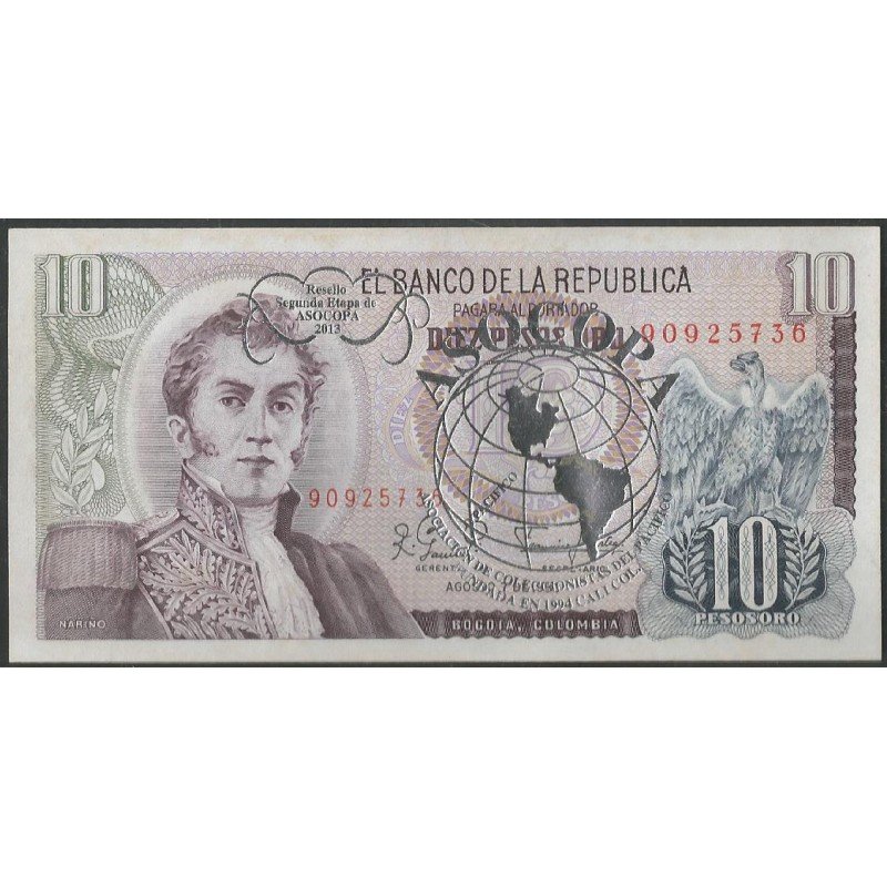 Billete de 10 Pesos Asocopa Sello Plata