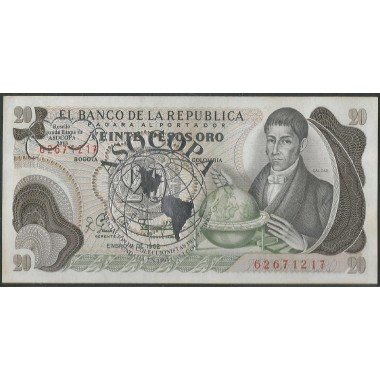 Billete de 20 Pesos Asocopa Sello Plata