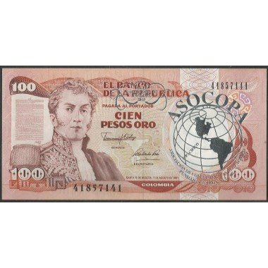 Billete de 100 Pesos Asocopa Sello Plata