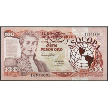 Billete de 100 Pesos Asocopa Sello Rojo