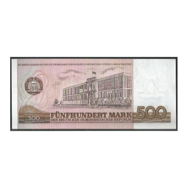 Alemania Democratica 500 Mark 1985 P33 reverso