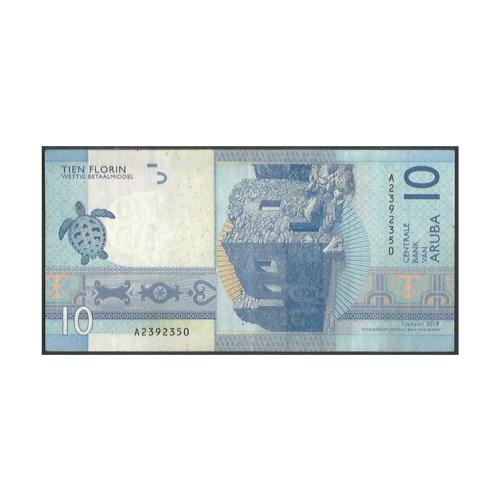 Aruba 10 Florin 1 Ene 2019 P21 reverso