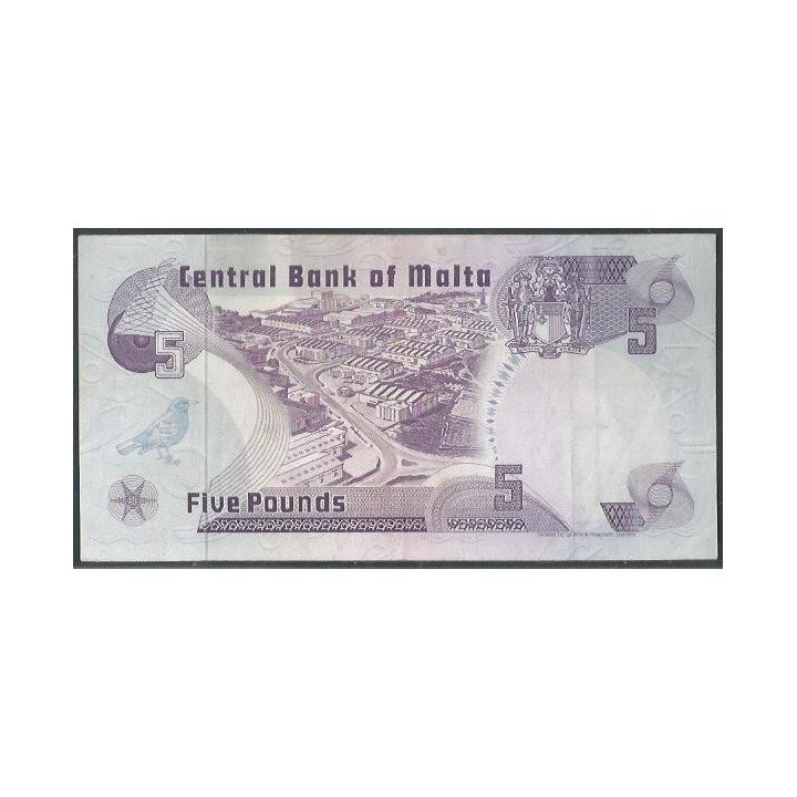 Malta 5 Liras L1967 (79) P35a reverso