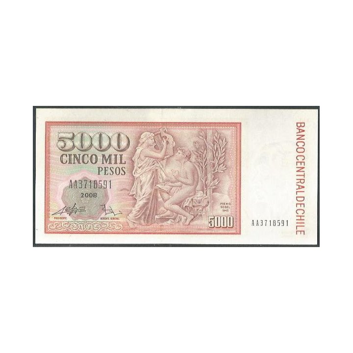 Chile 5.000 Pesos 2008 P155g reverso