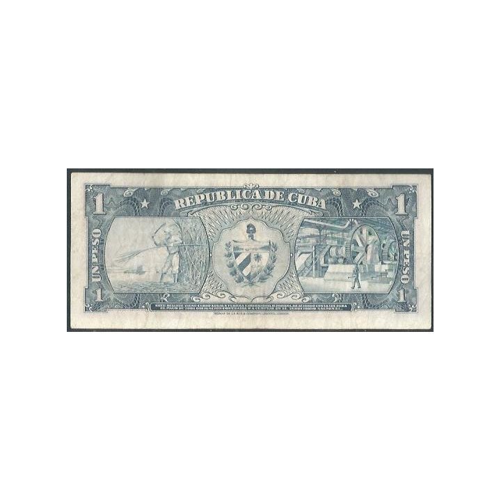 Cuba 1 Peso 1959 P90 reverso