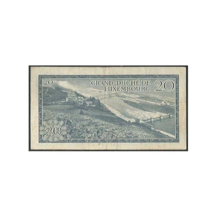 Luxemburgo 20 Francs 7 Mar 1966 P54a reverso