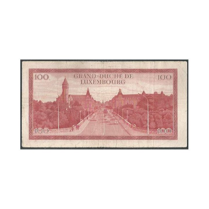 Luxemburgo 100 Francs 15 Jul 1970 P56a reverso