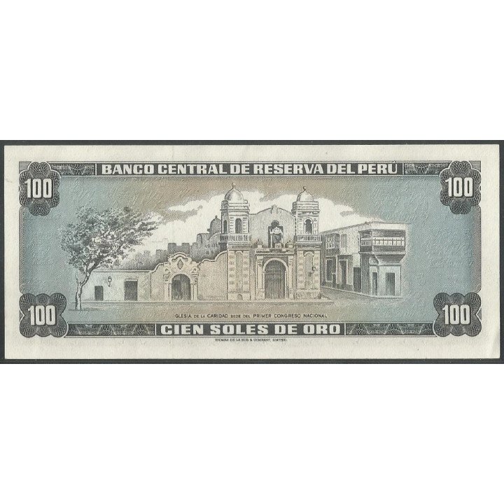 Peru 100 Soles 16 May 1974 P102c reverso