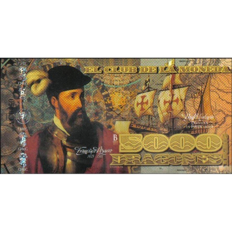 Billete de 5.000 Dragones El Club de la Moneda 15 Feb 2014
