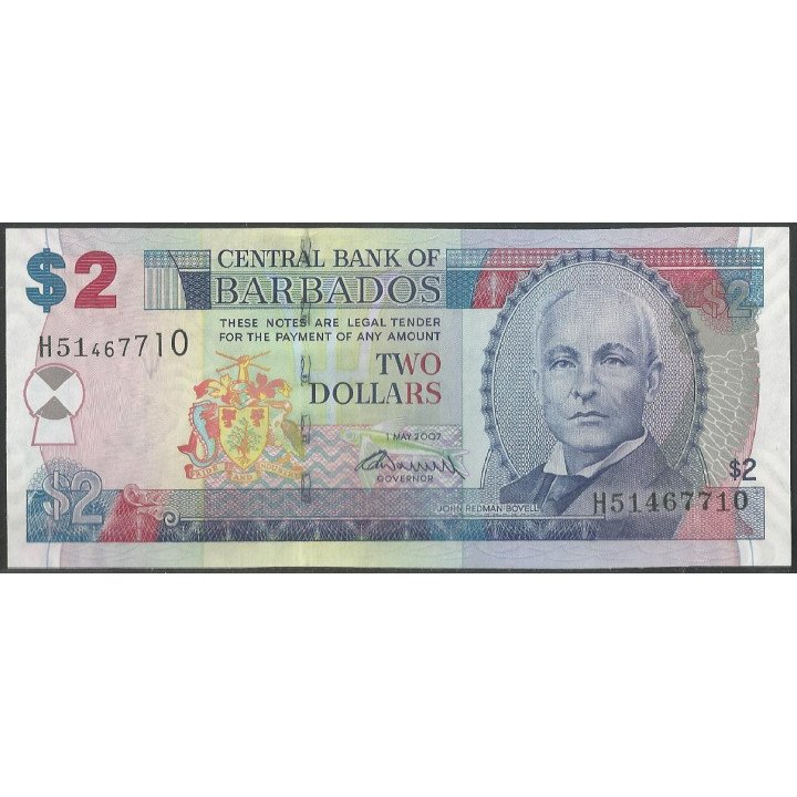Barbados 2 Dollars 1 May 2007 P66b