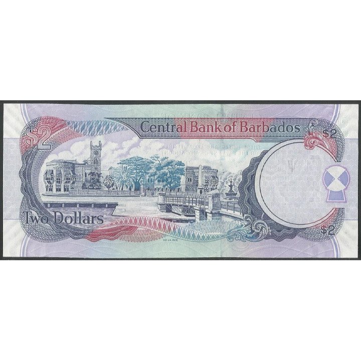 Barbados 2 Dollars 1 May 2007 P66b reverso