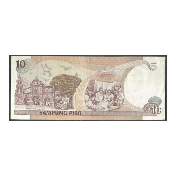 Filipinas 10 Piso 1998 P187b reverso