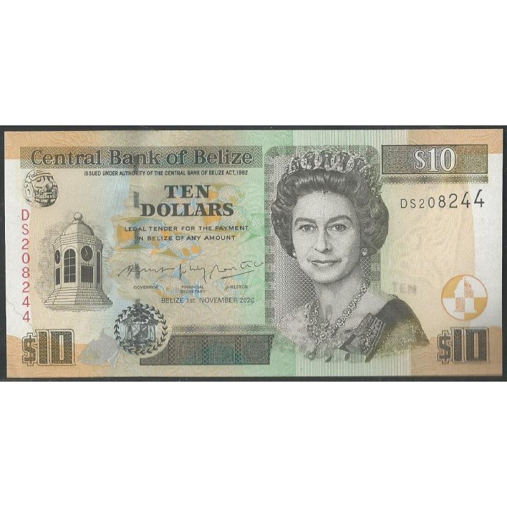 Belize 10 Dollars 1 Nov 2020 P68f