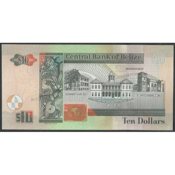 Belize 10 Dollars 1 Nov 2020 P68f reverso