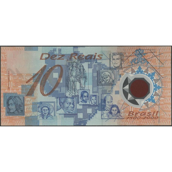 Brasil 10 Reales ND2000 P248a reverso