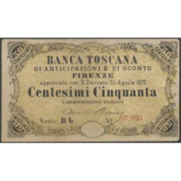 Italia - Banca Toscana 50 Centesimi 24 Abr 1870