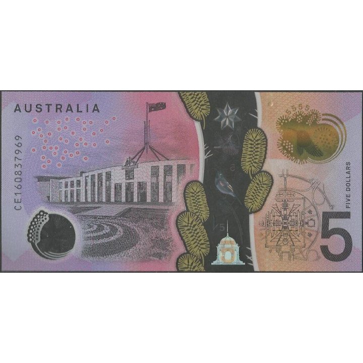 Australia 5 Dollars 2016 P62a reverso