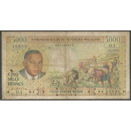 Madagascar 5.000 Francs ND1966 P60a