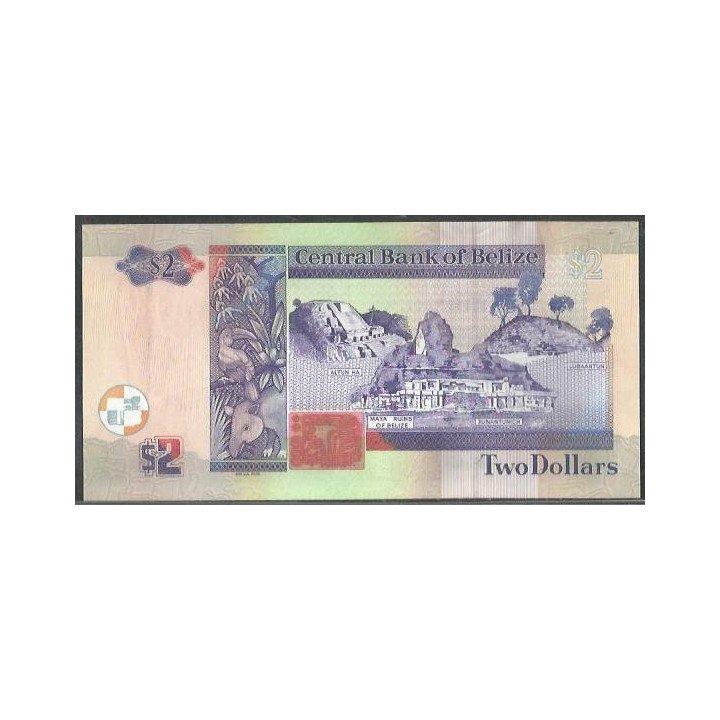 Belize 2 Dollars 1 May 2021 P66g reverso