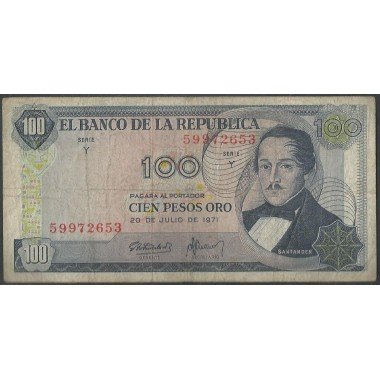 Billete de 100 Pesos 20 Jul 1971 8 Dig. BGW301