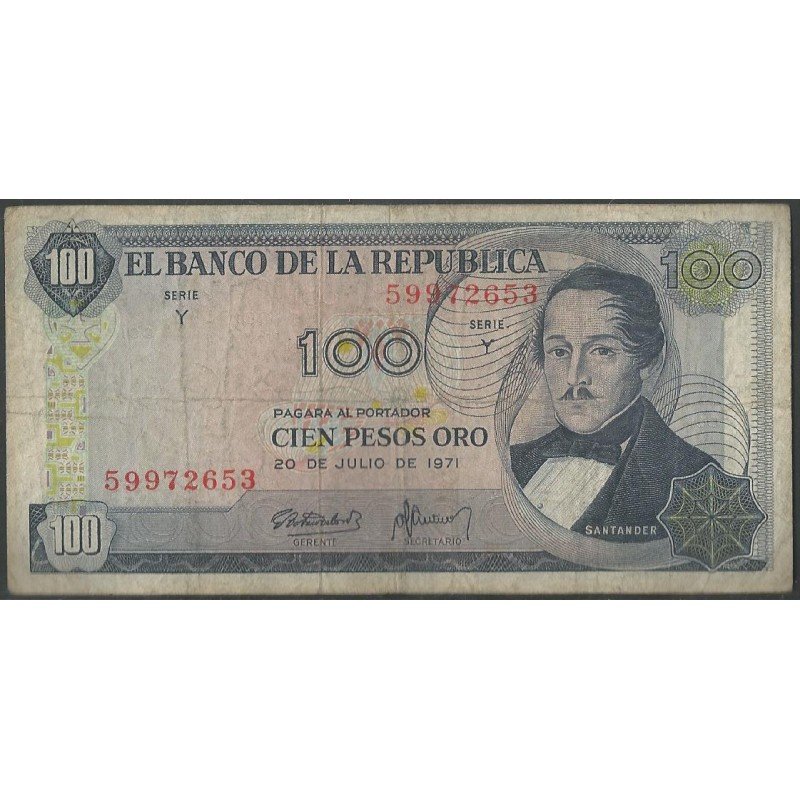Billete de 100 Pesos 20 Jul 1971 8 Dig. BGW301