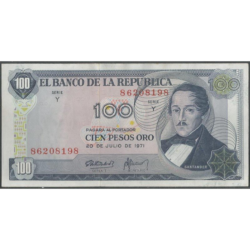 Billete de 100 Pesos 20 Jul 1971 8 Dig. BGW301
