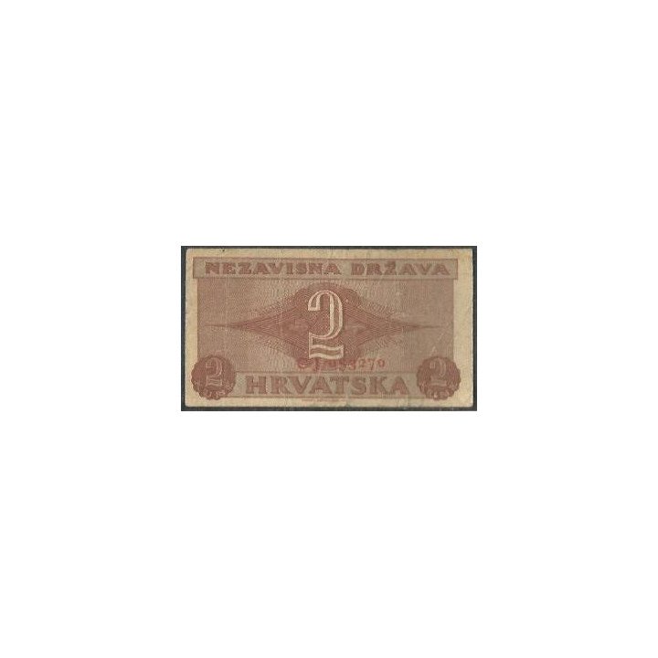 Croacia 2 Kuna 25 Sep 1942 P8b reverso