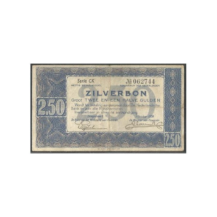 Holanda 2 1/2 Gulden 1 Oct 1938 P62