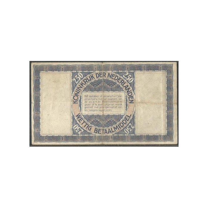 Holanda 2 1/2 Gulden 1 Oct 1938 P62 reverso