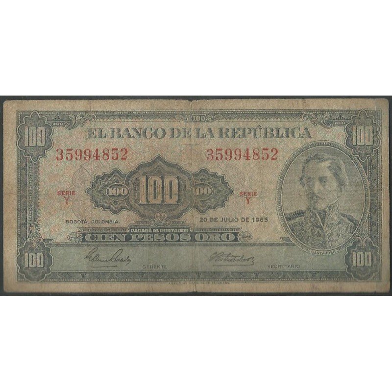 Billete de 100 Pesos 20 Jul 1965 BGW296