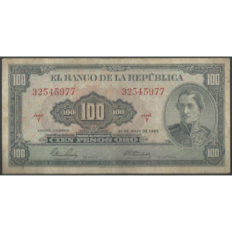 Billete de 100 Pesos 20 Jul 1965 BGW296