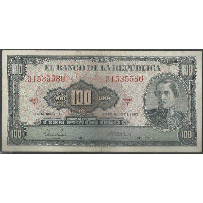 Billete de 100 Pesos 20 Jul 1965 BGW296
