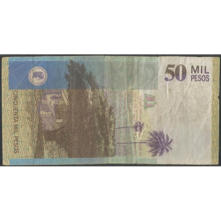 Billete de 50.000 Pesos 7 Ago 2000 Falso BGW800 reverso